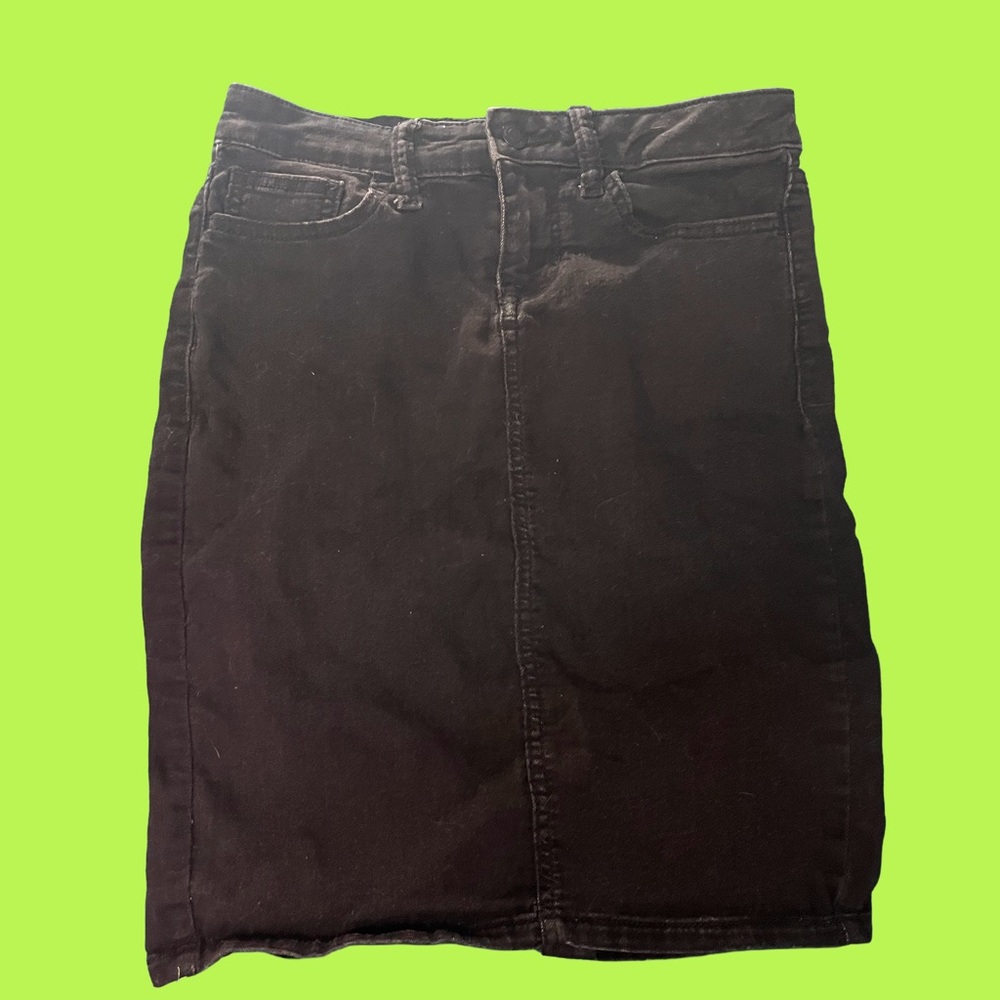 Classic Black Denim Skirt